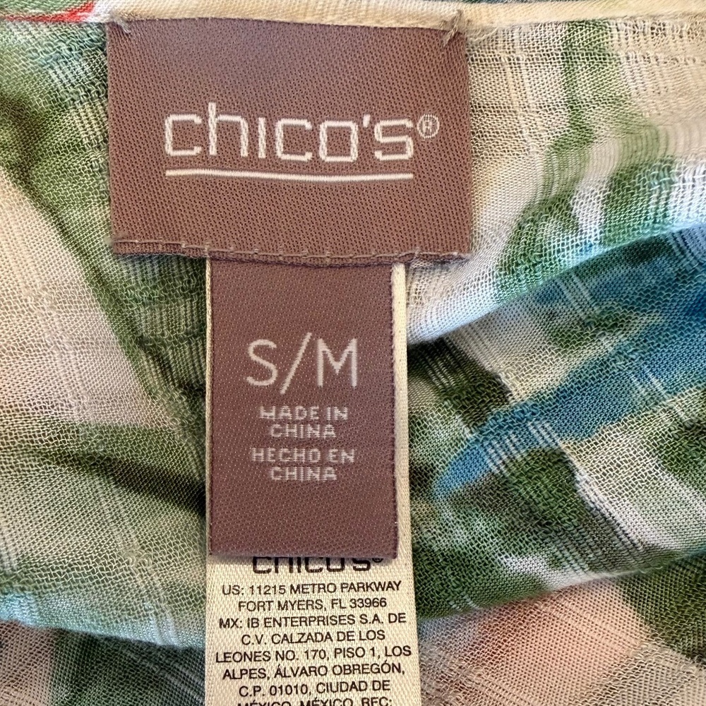 Chico's Tropical Poncho Swimsuit Coverup Tunic Top, Travel, Vacation, Size S/M - Picture 7 of 11